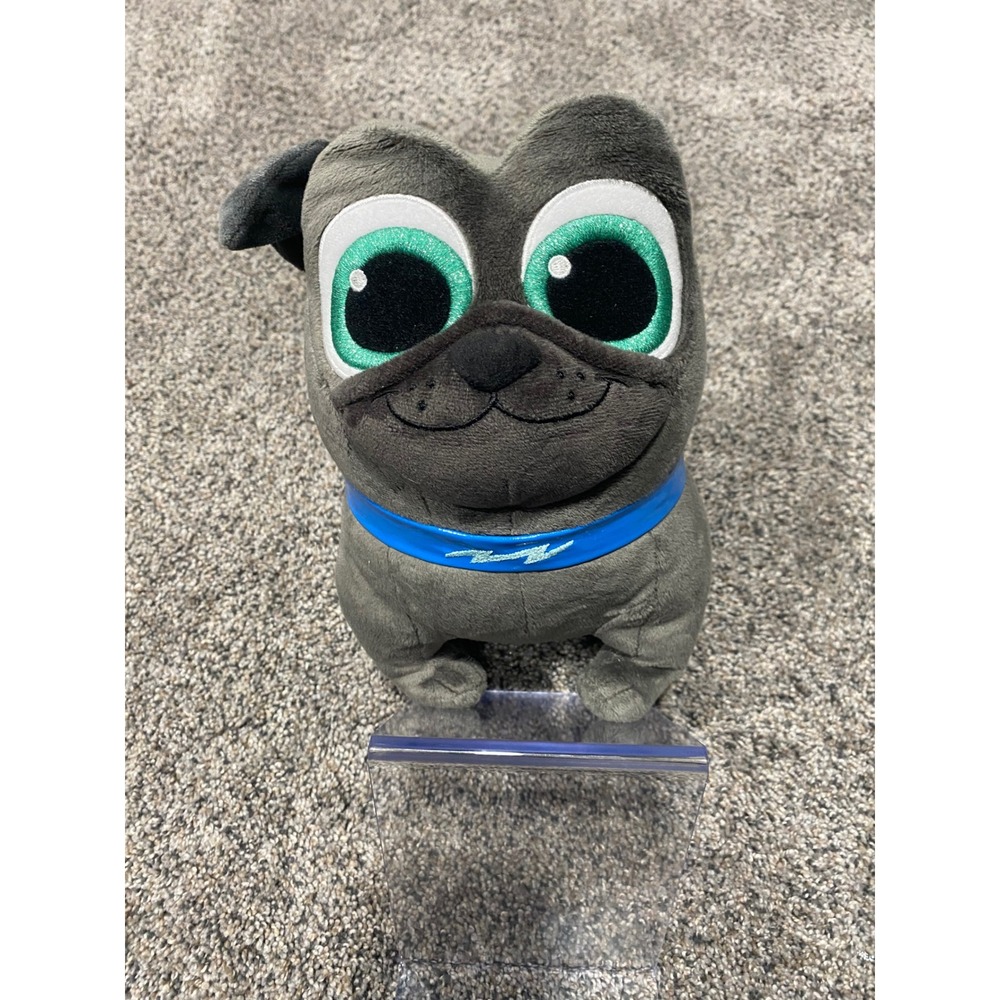 Disney Puppy Dog Pals Bingo Grey Pug Plush Stuffed Animal‎ Blue Collar